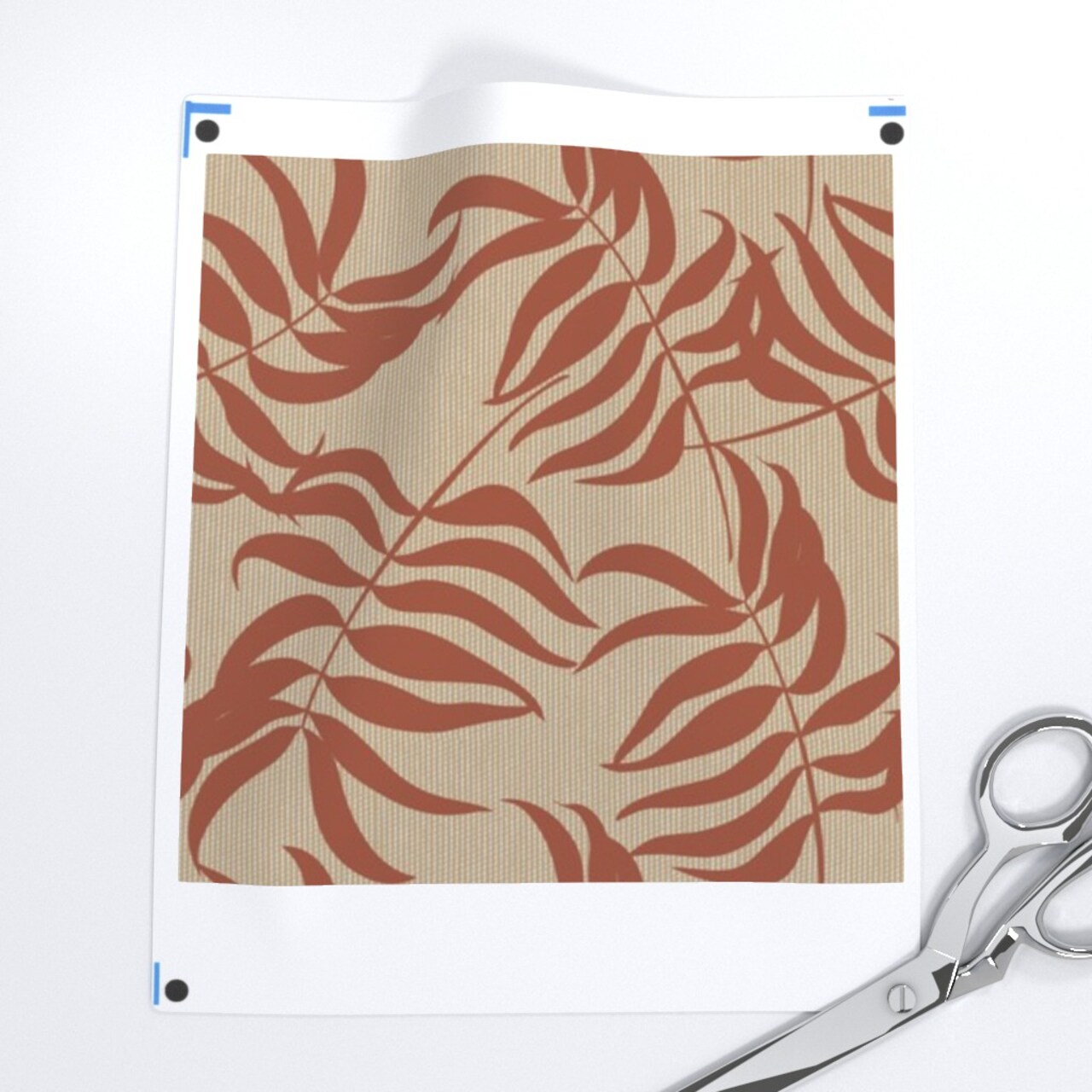 Bohemian Botanical Earth Tone Coastal Palmetto Leaves Tossed Leaves Boho Warm Hues Coastal Tropical Beach Custom Printed Fabric by Spoonflower Various Fabrics by the Yard or Fat Quarter 21096802